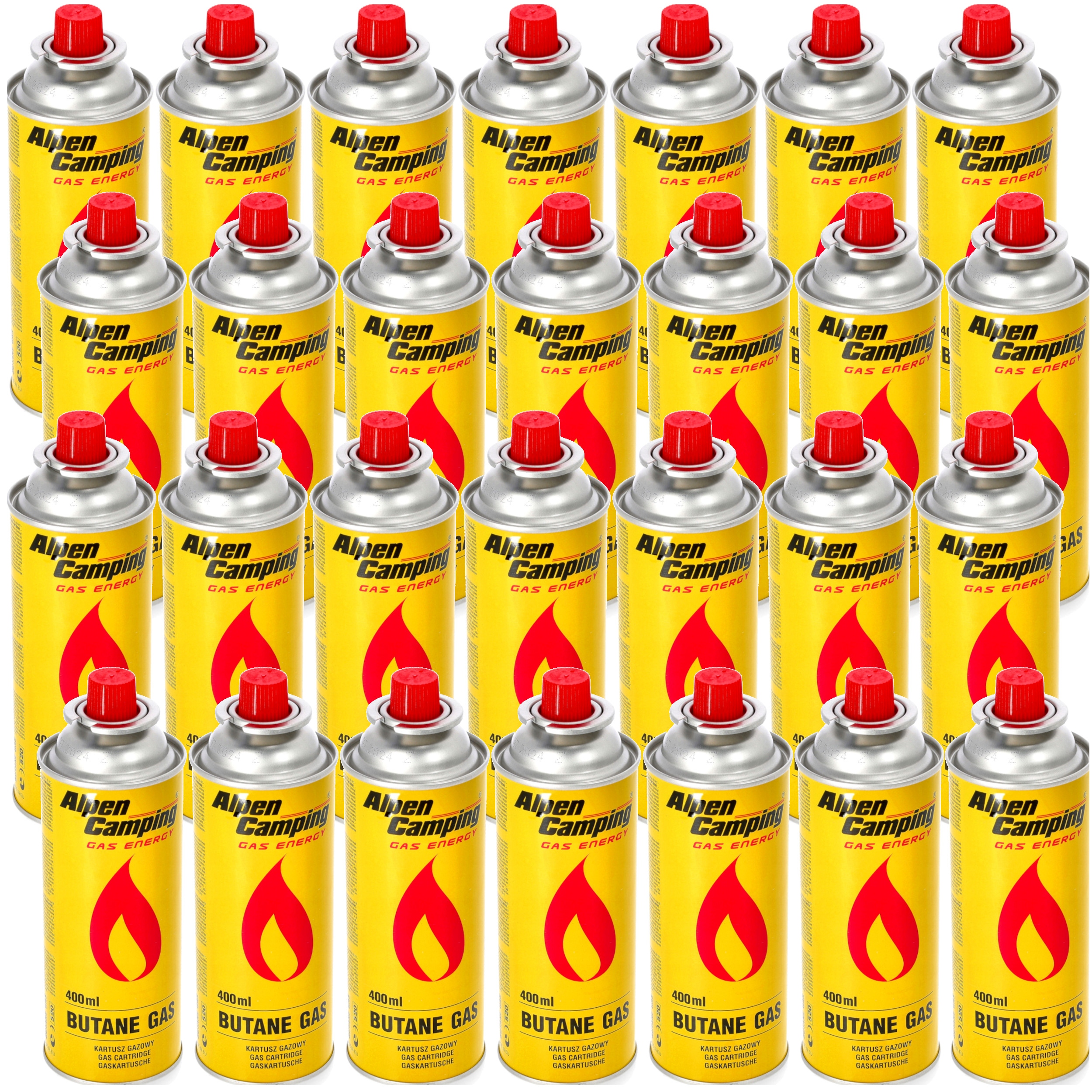 28 x Gaz Do Sporáku Hořáku Plynový Náboj Kartusz 400 ml Alpen Camping