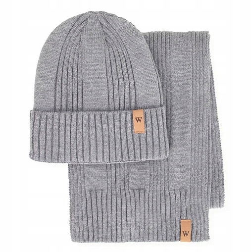 Wittchen komplet čepice, šátek uniex šedý 008-8