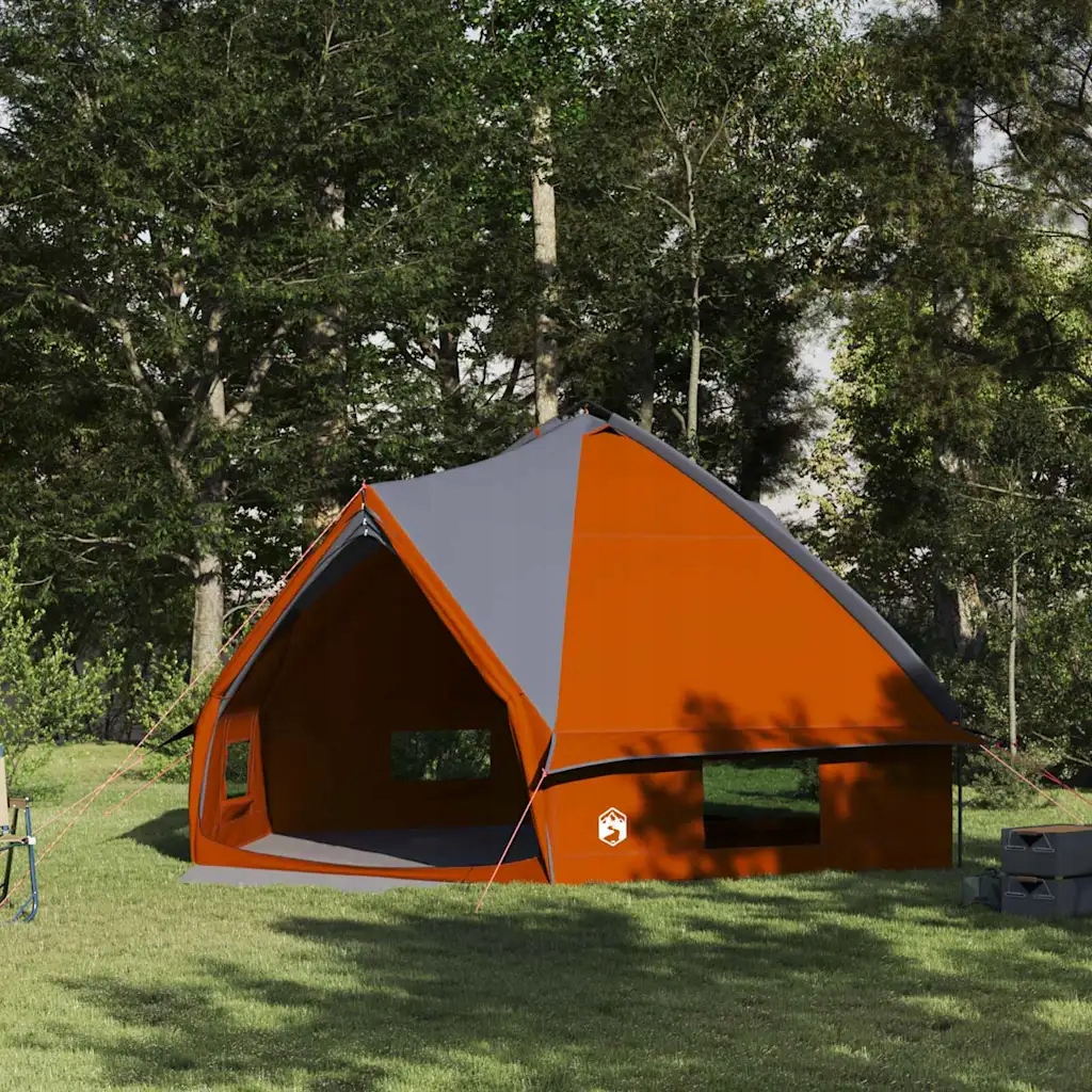 vidaXL Teepee stan pro 10 osob Šedá a oranžová 490 x 410 x 210 cm