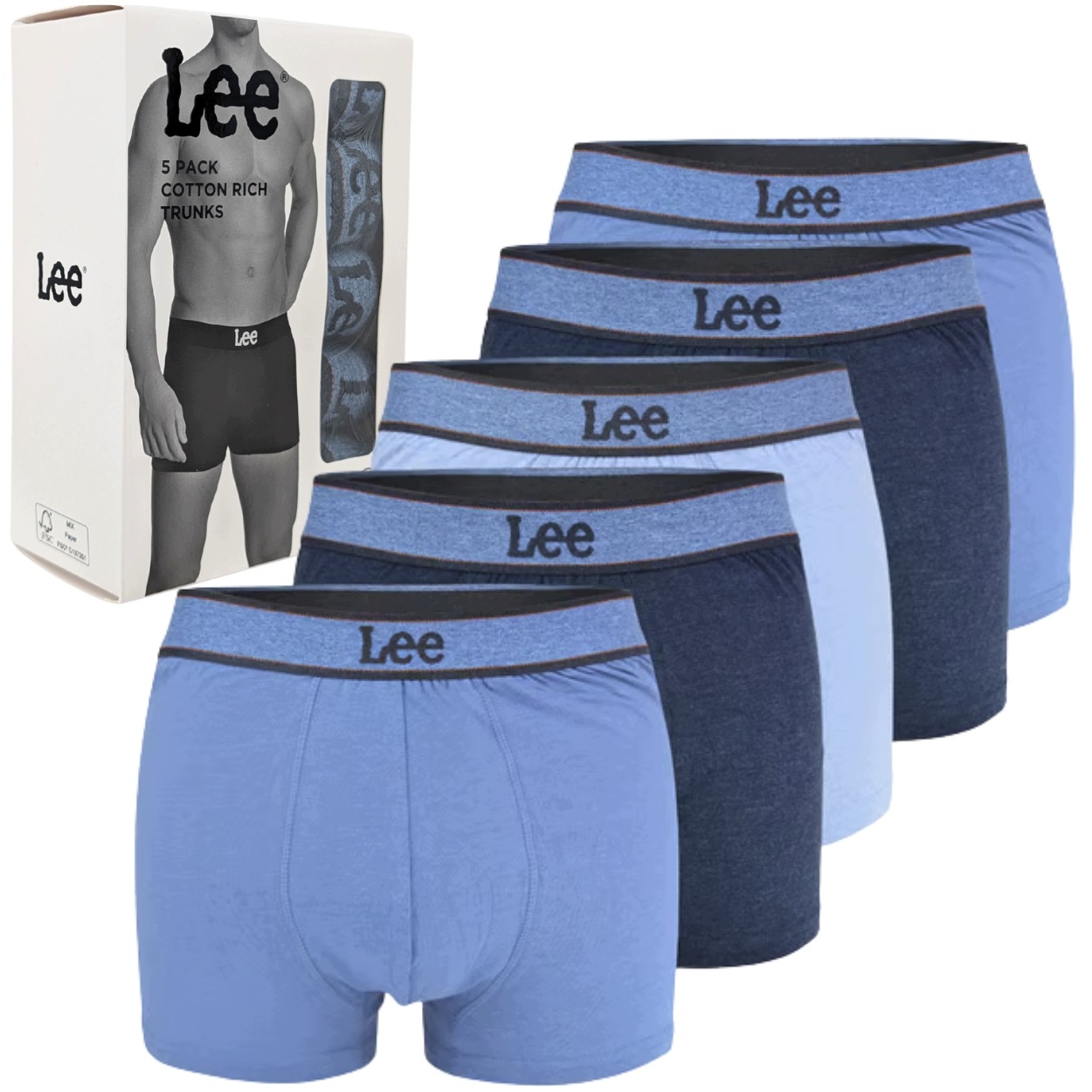 Lee Brand Blue elastické bavlněné boxerky pánské slipy 5 kusů M