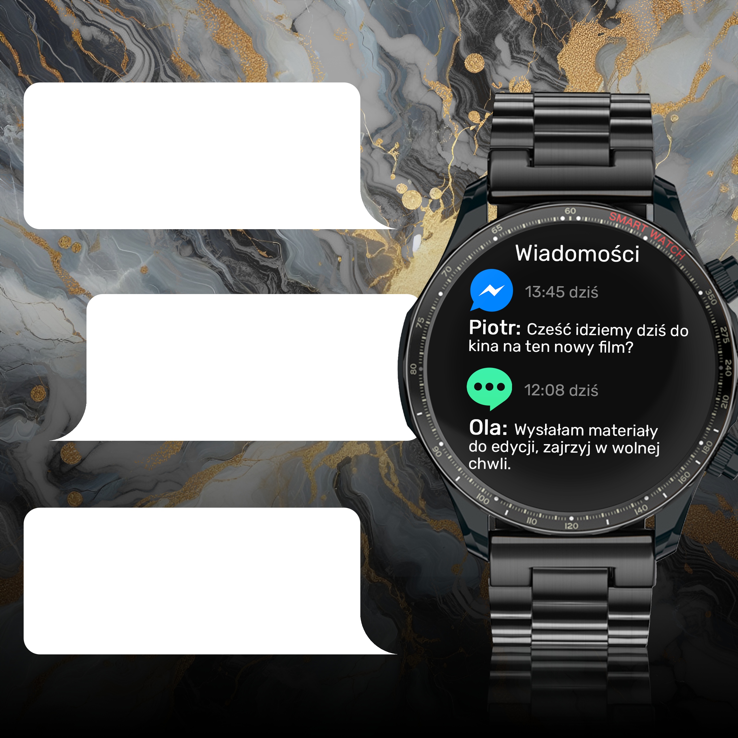 SMARTWATCH ZEGAREK MENU MĘSKI ROZMOWY POLSKIE SPORT AMOLED SMART WATCH Kolor koperty czarny