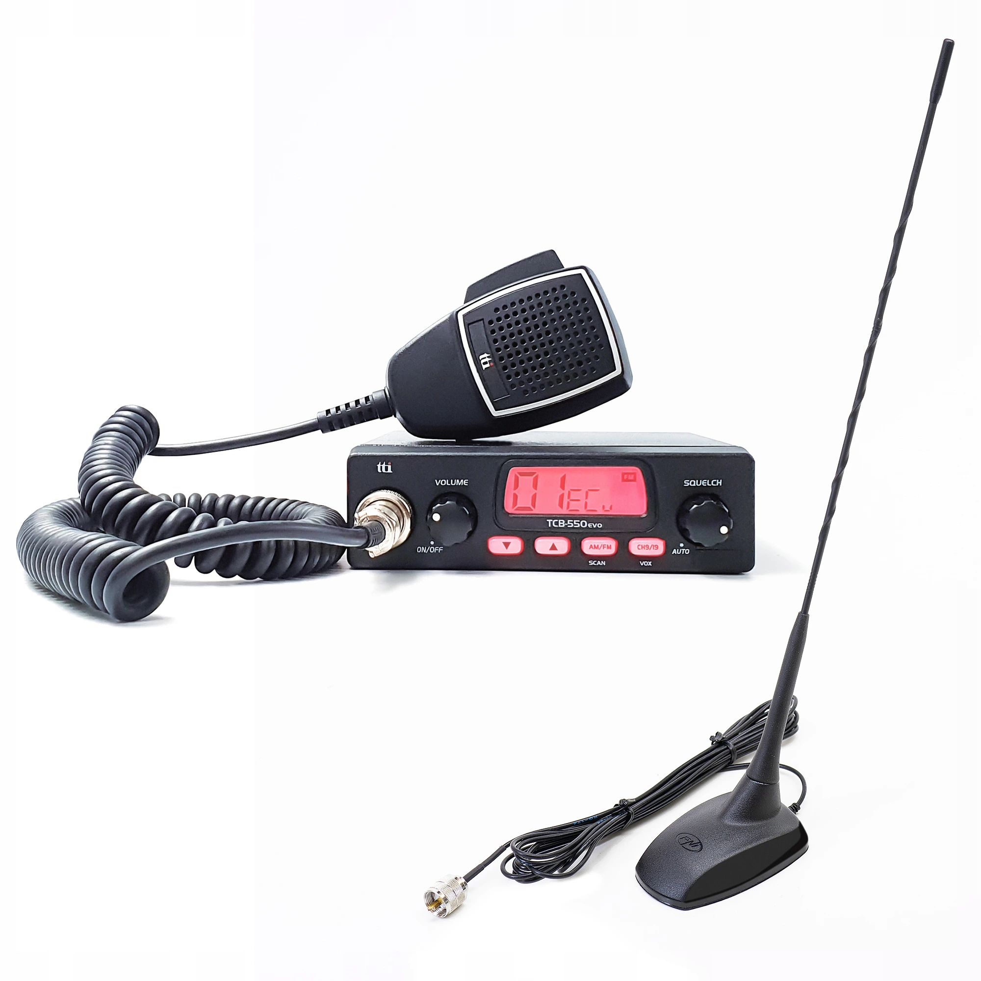 Súprava Cb rádiostanice TTi TCB-550 Evo, Vox, Nb filter, 12-24V s anténou P
