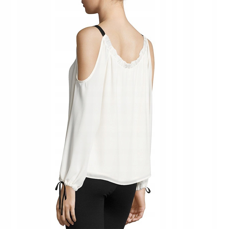 BLUZKA TOP biała ODKRYTE RAMIONA WSTĄŻKI M 24h