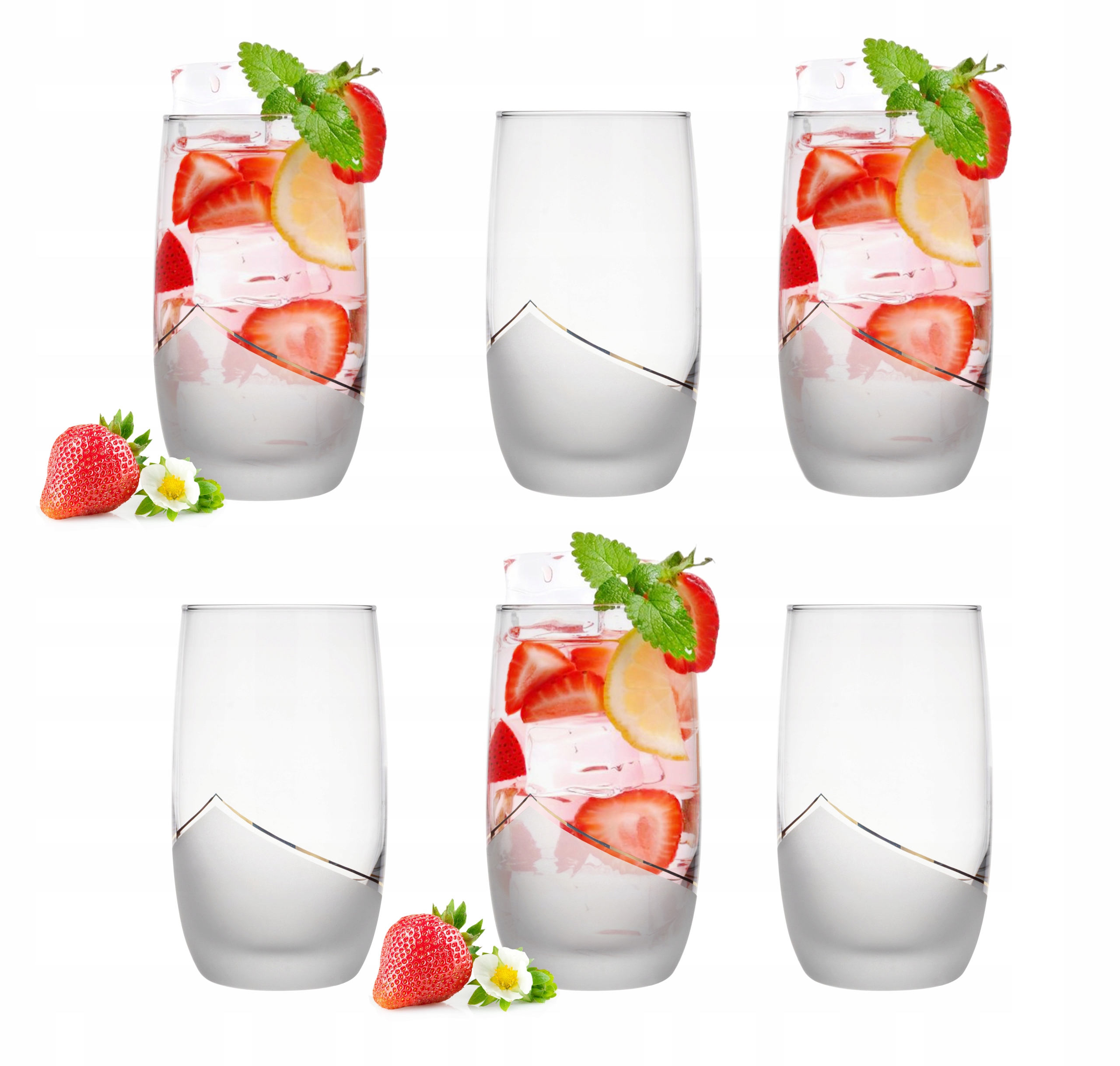 

6x Szklanka 320ml Złota Łezka, Ręczne Zdobienie