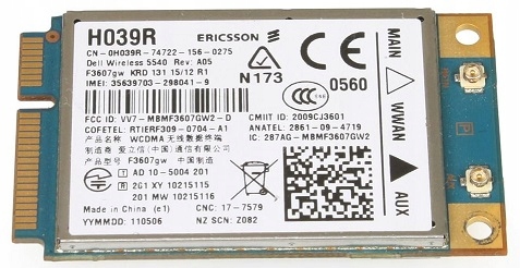 Modem WWAN DELL DW5540 H039R F3607gw E6400 M4400 Kod producenta dw5540 activcom6