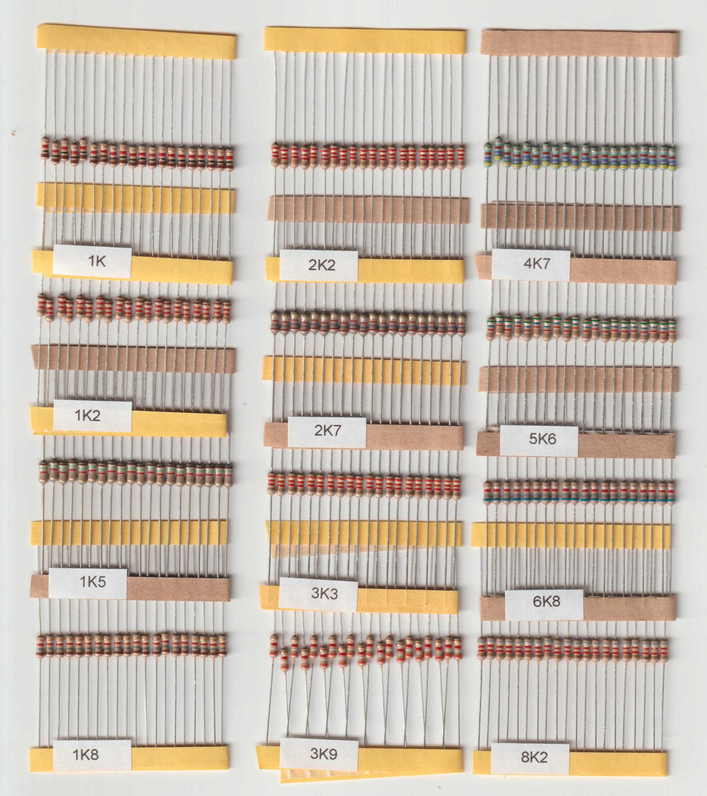 Zestaw Rezystorów Tht 0.25W 1K-8K2 Szereg E-12