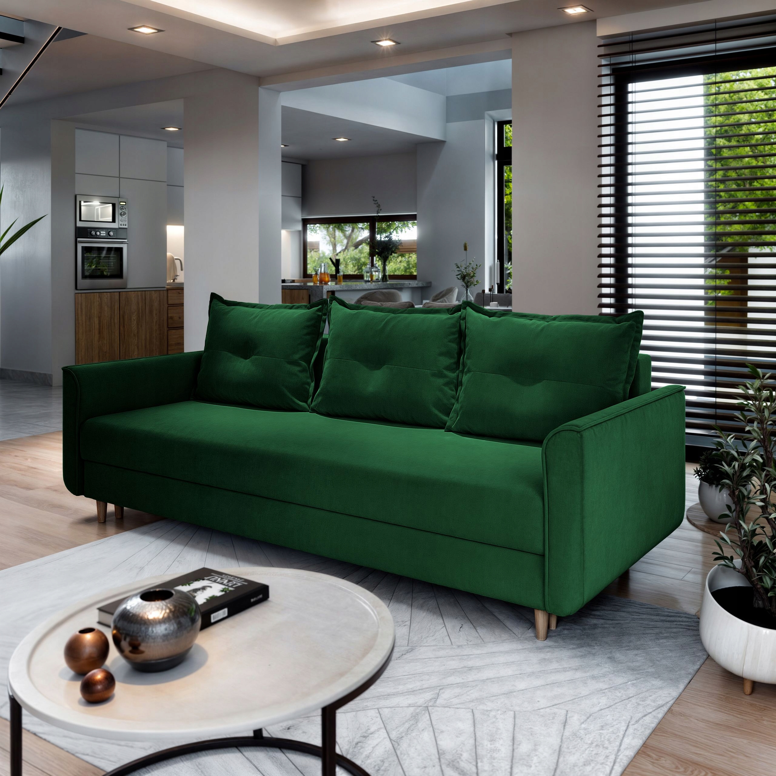 Klasická pohovka Napol do obývacího pokoje Funckja Spaní, vestavěný úložný prostor, Pohodlná