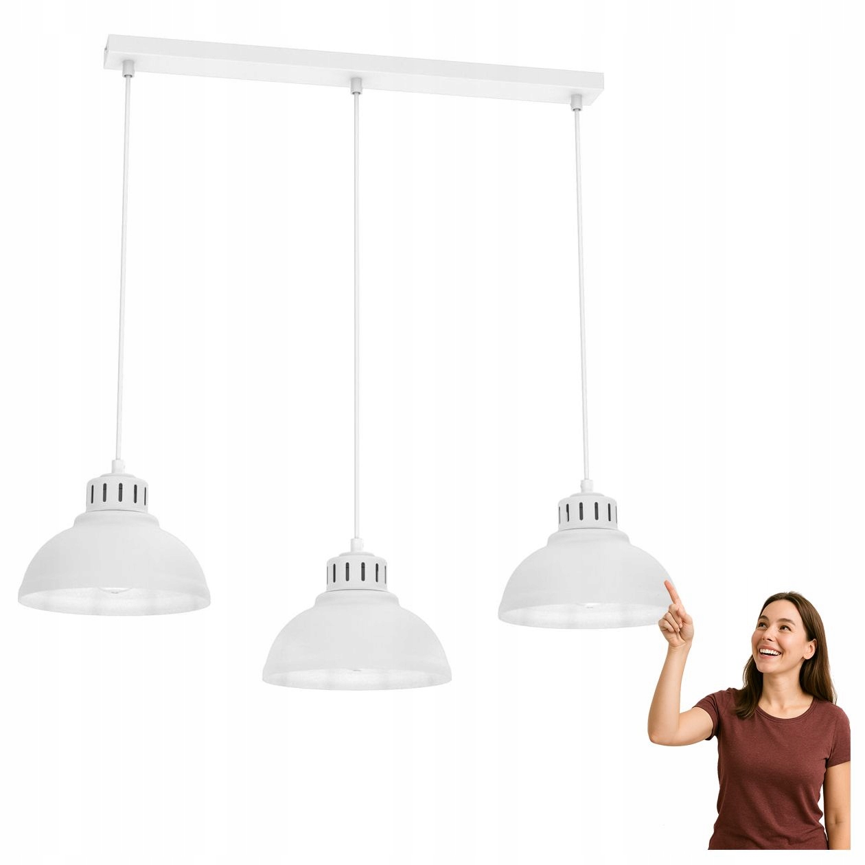 Biela trojitá závesná lampa na lište Sven 9077 Luminex