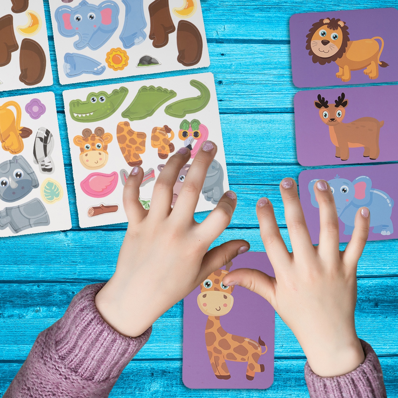 UKŁADANKA MAGNETYCZNA KLOCKI MAGNETYCZNE PUZZLE ZWIERZĘTA MONTESSORI Waga produktu z opakowaniem jednostkowym 0.667 kg