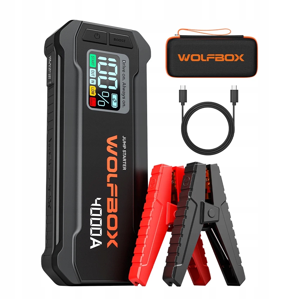 Booster rozruchowy do samochodu Wolfbox 4000A JS24 Przenośny 12V do silników benzynowych 10L i Diesla