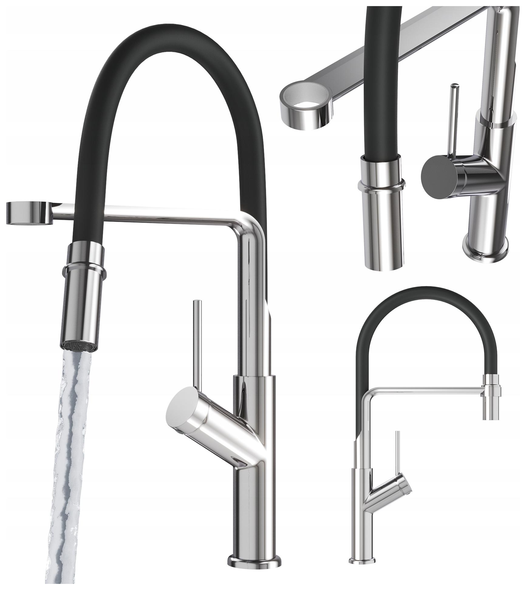 Kuchynská Batéria S Flexibilným Výtokom Strieborná Chrómová Vodovodná Batéria Pre Drez Vasto