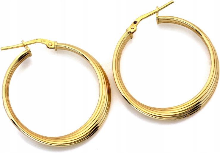 Stříbrné náušnice pozlacené 925 anglickými koly, široké, efektní dárek