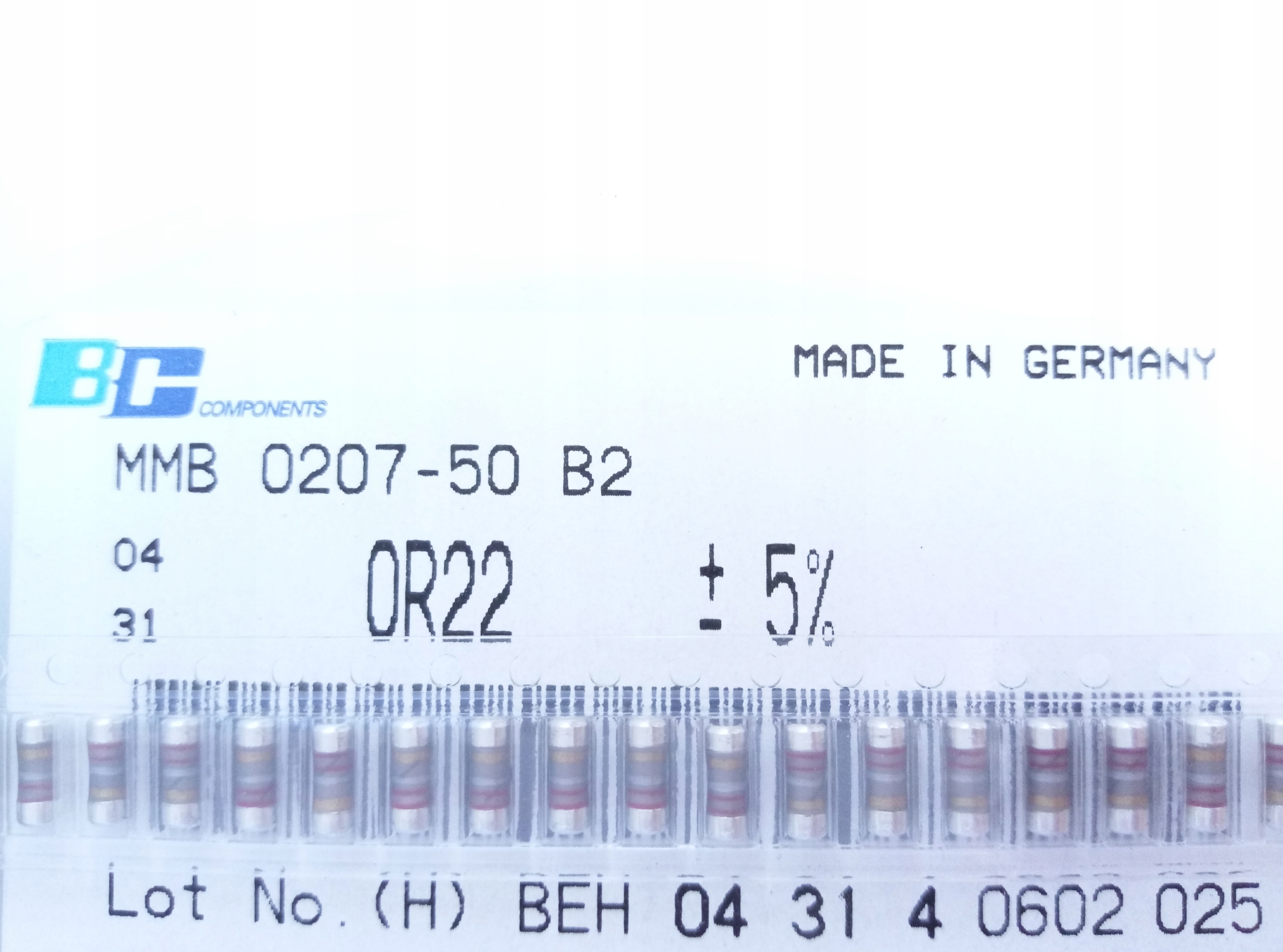 [20 szt] Rezystor Smd 0,22R 5% 1W Melf MMB0207