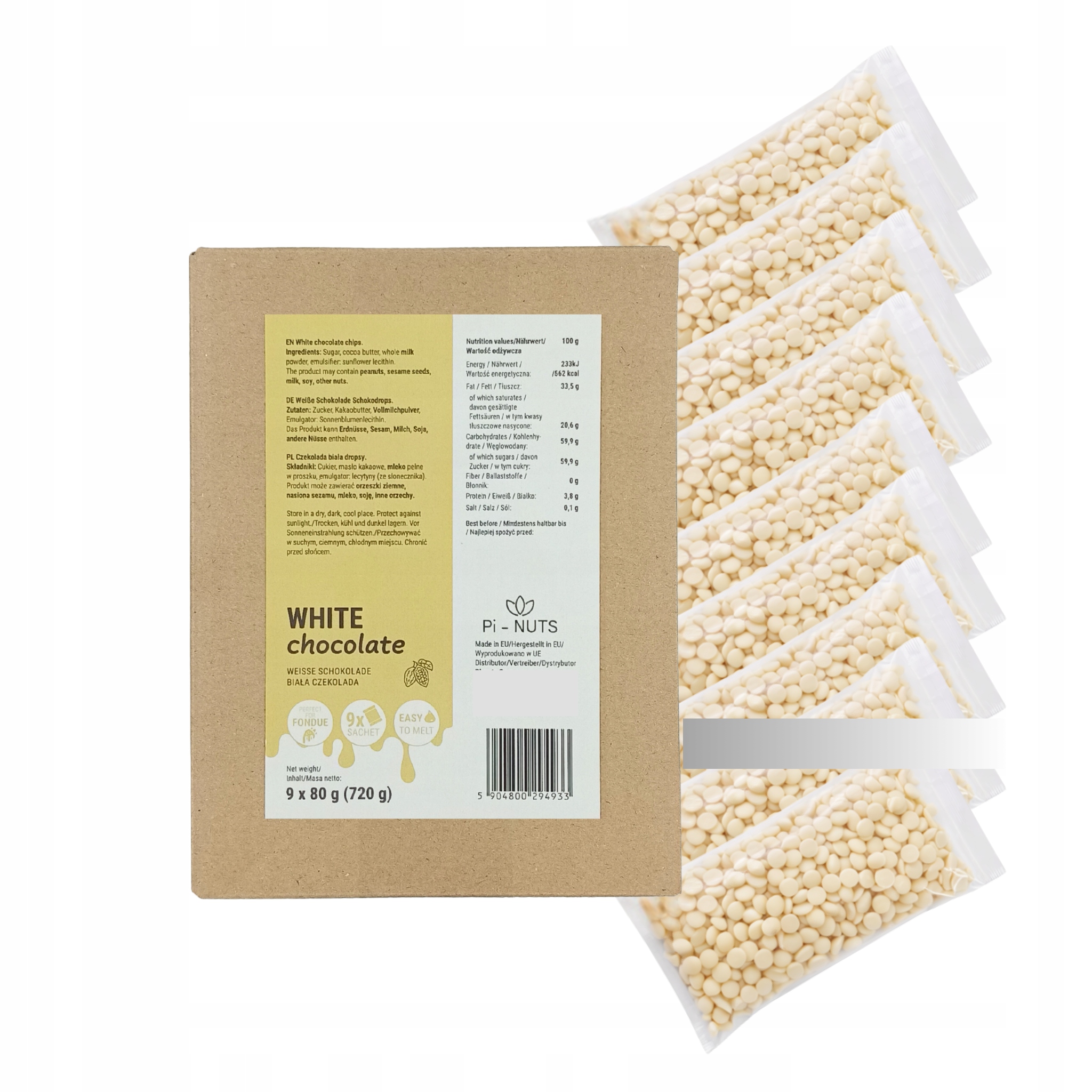 Levně Čokoláda Bílá 9x80 g (720 g) na fondue, dezerty