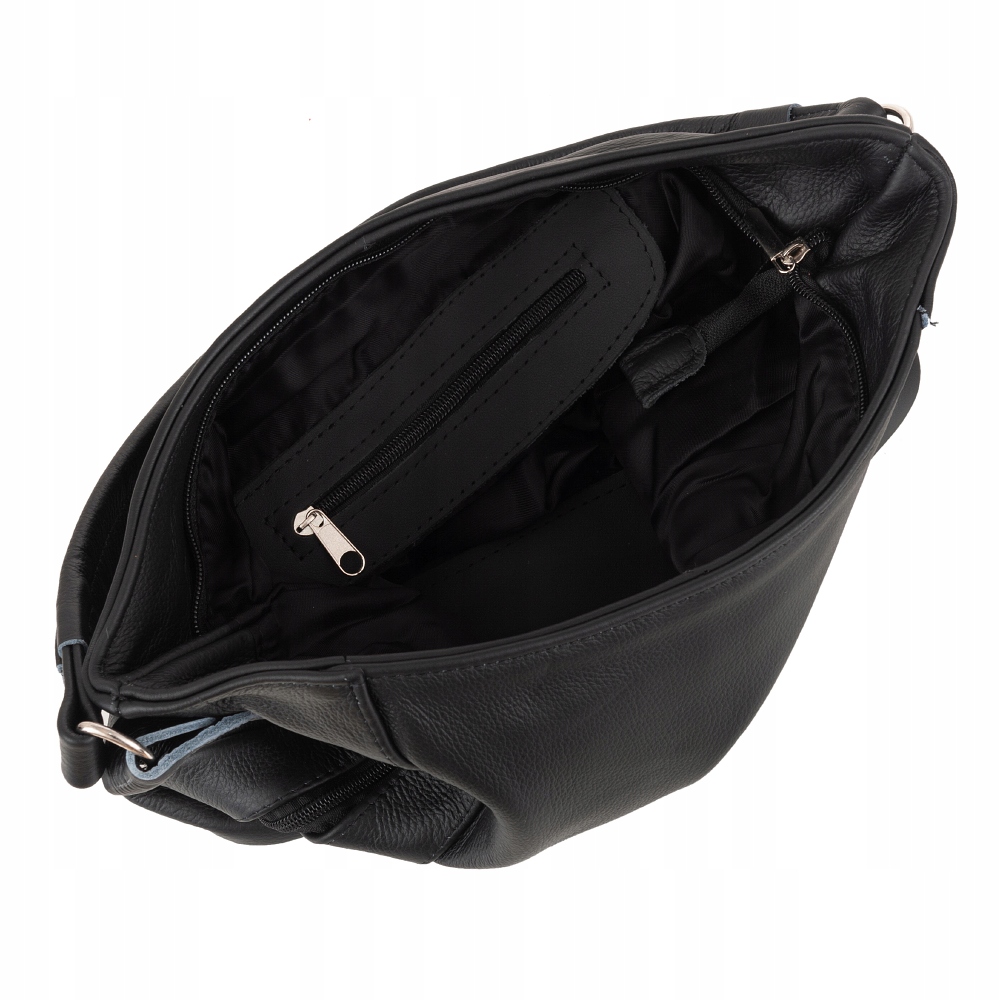 CZARNA SKÓRZANA TOREBKA WOREK MIĘKKA WŁOSKA SKÓRA NATURALNA Wielkość mała (nie mieszcząca A4)