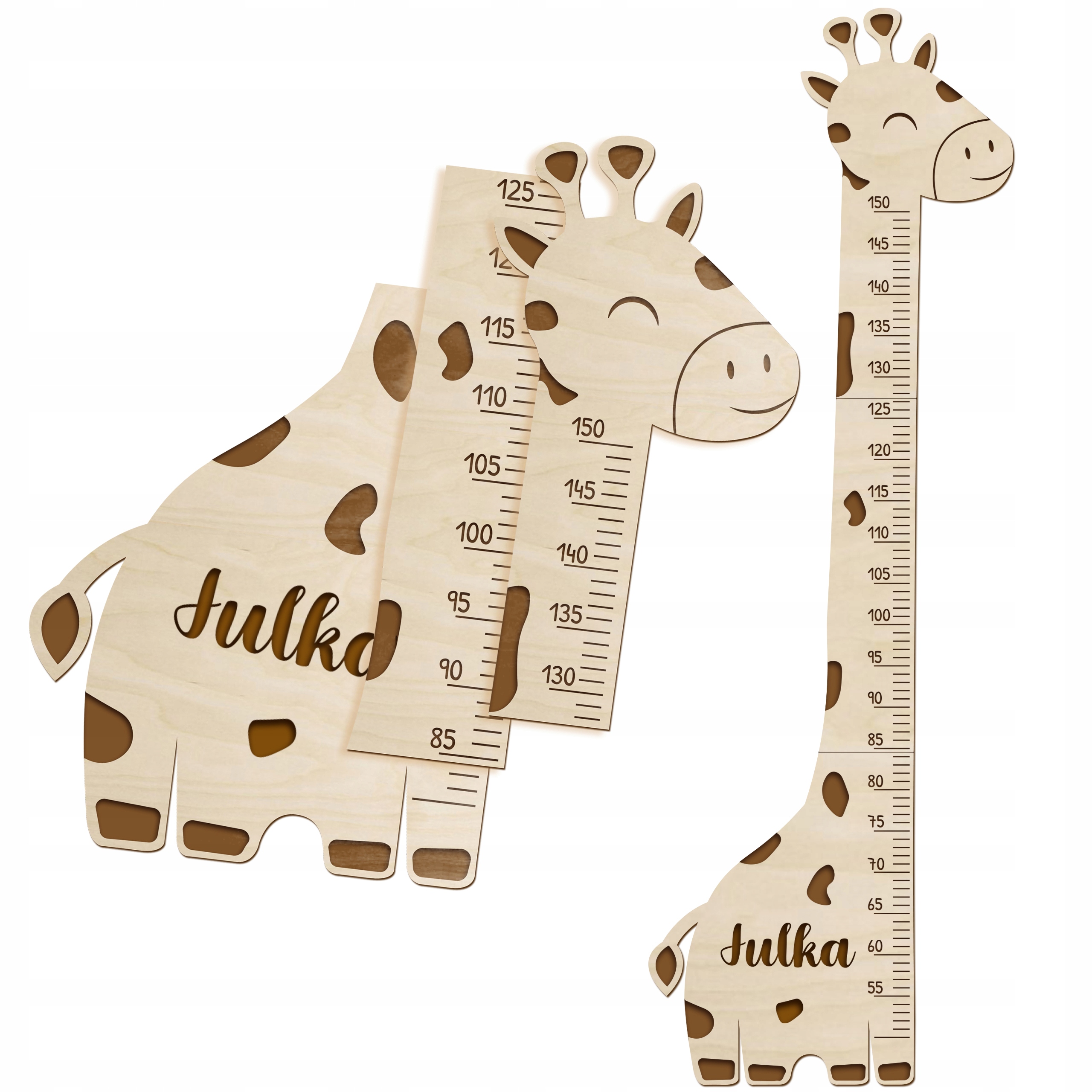 Miarka wzrostu drewniana z IMIENIEM na ścianę do mierzenia wzrostu Żyrafa