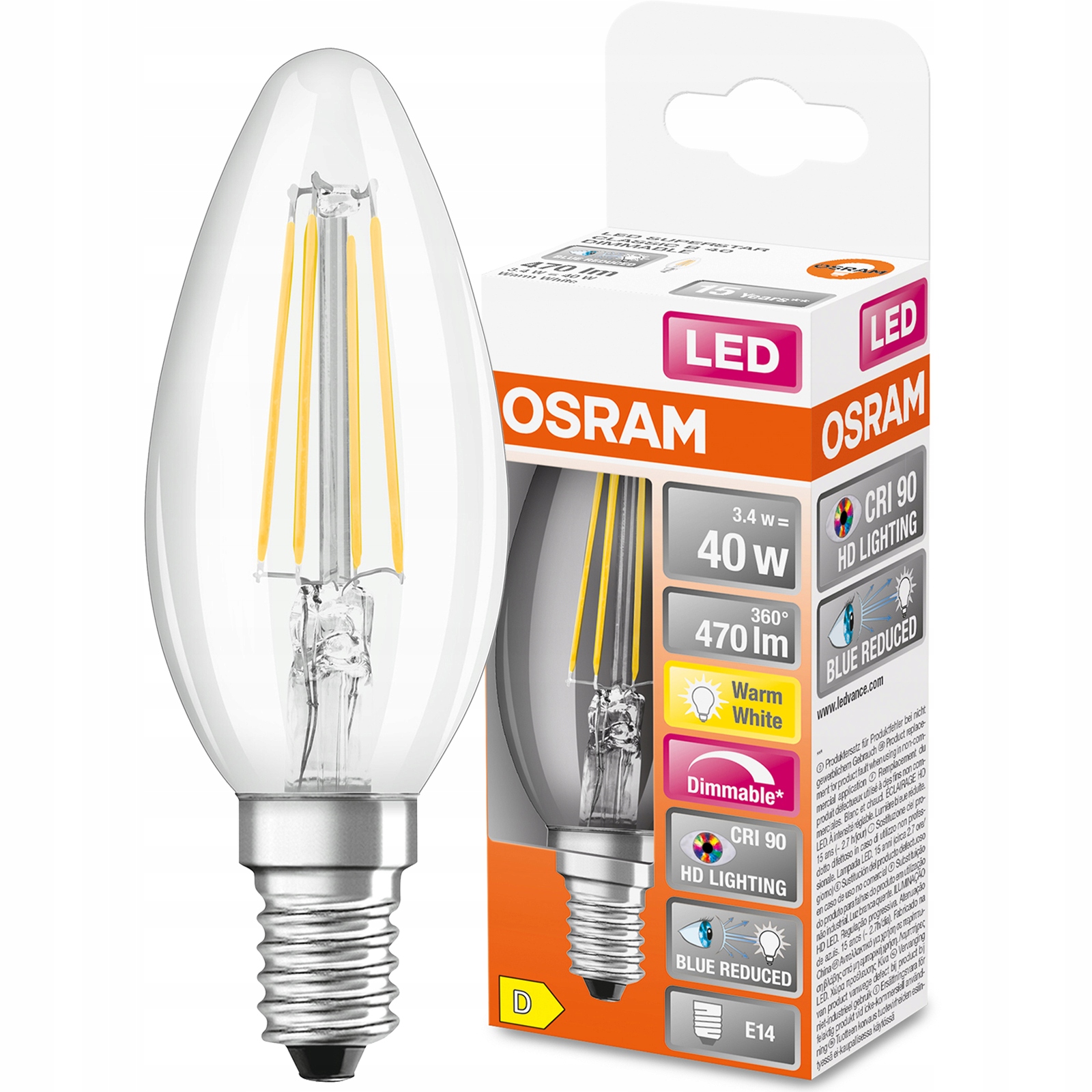 

Żarówka Led E14 3,4W 2700K CRI90 Ściemnialna Osram
