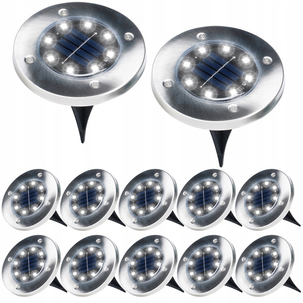 Solární Led Zahradní Světla Ocelová Zapichovací Sada 11,5 CM 12 Kusů