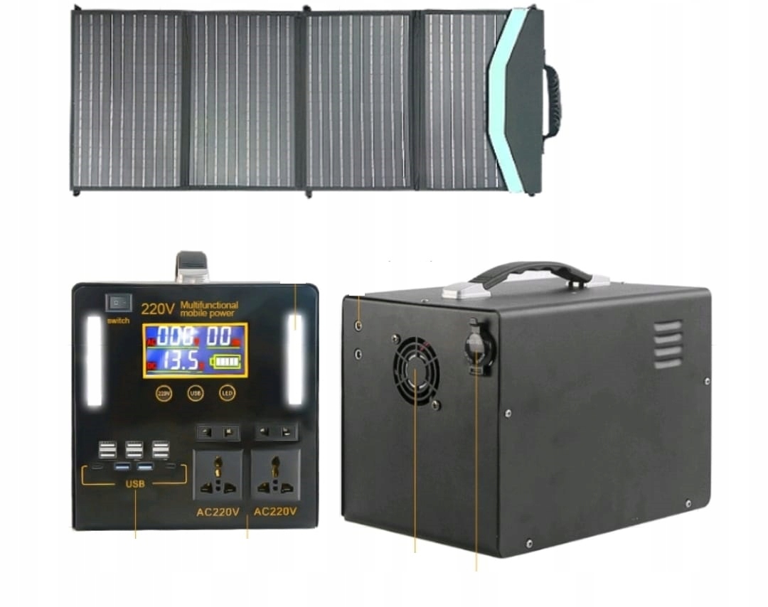 2000W - Портативна електростанція 2560wh + сонячна панель