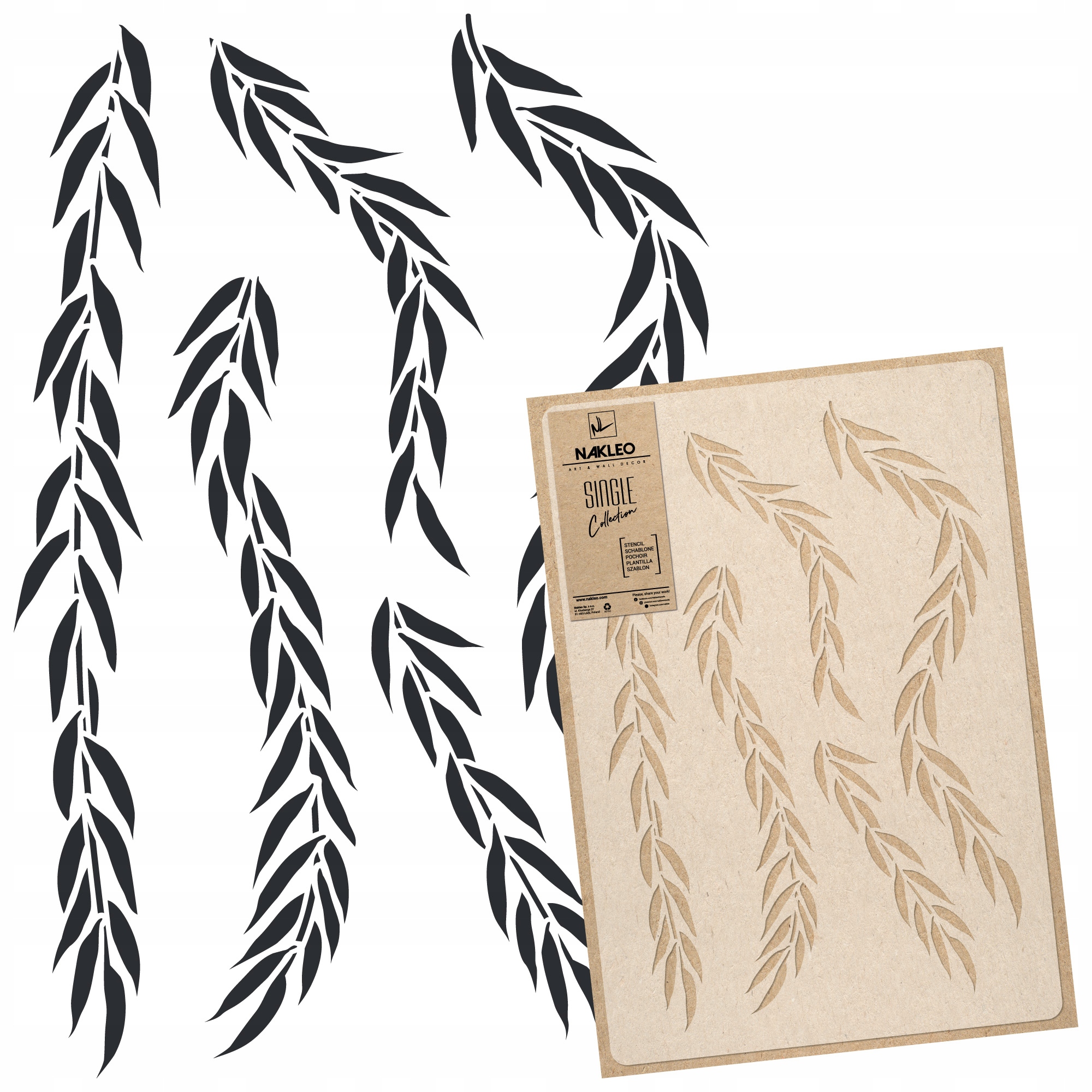 Malířská šablona Vícenásobná L 59x95 cm Listy popínavé rostliny Listy Vrby plačící