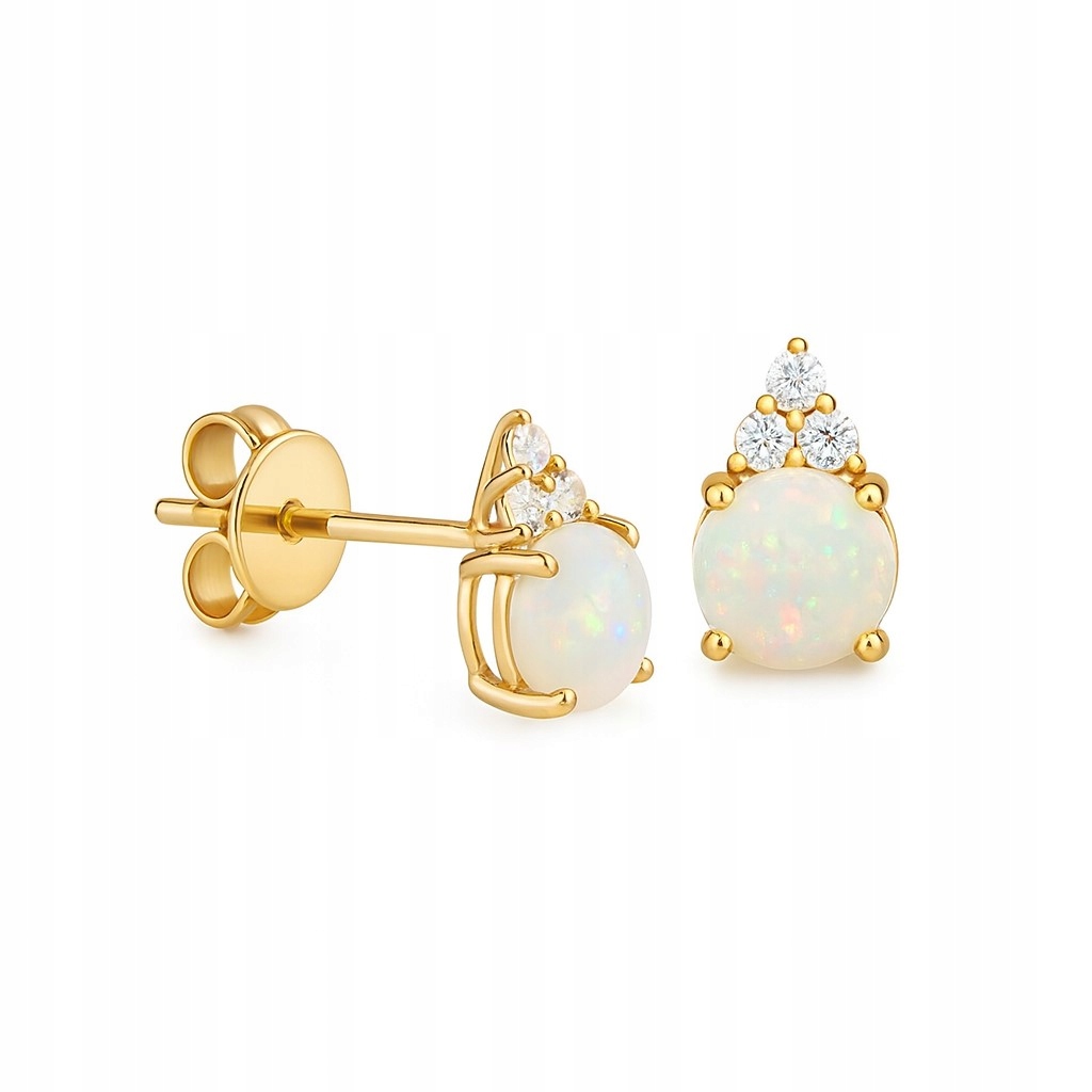 Náušnice zlaté s diamanty a opálem E50962Y