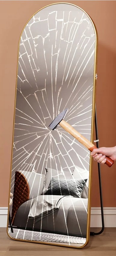 Lustro Stojące Półowalne w Złotej Aluminiowej Ramie 160X50 Wykonanie gotowe