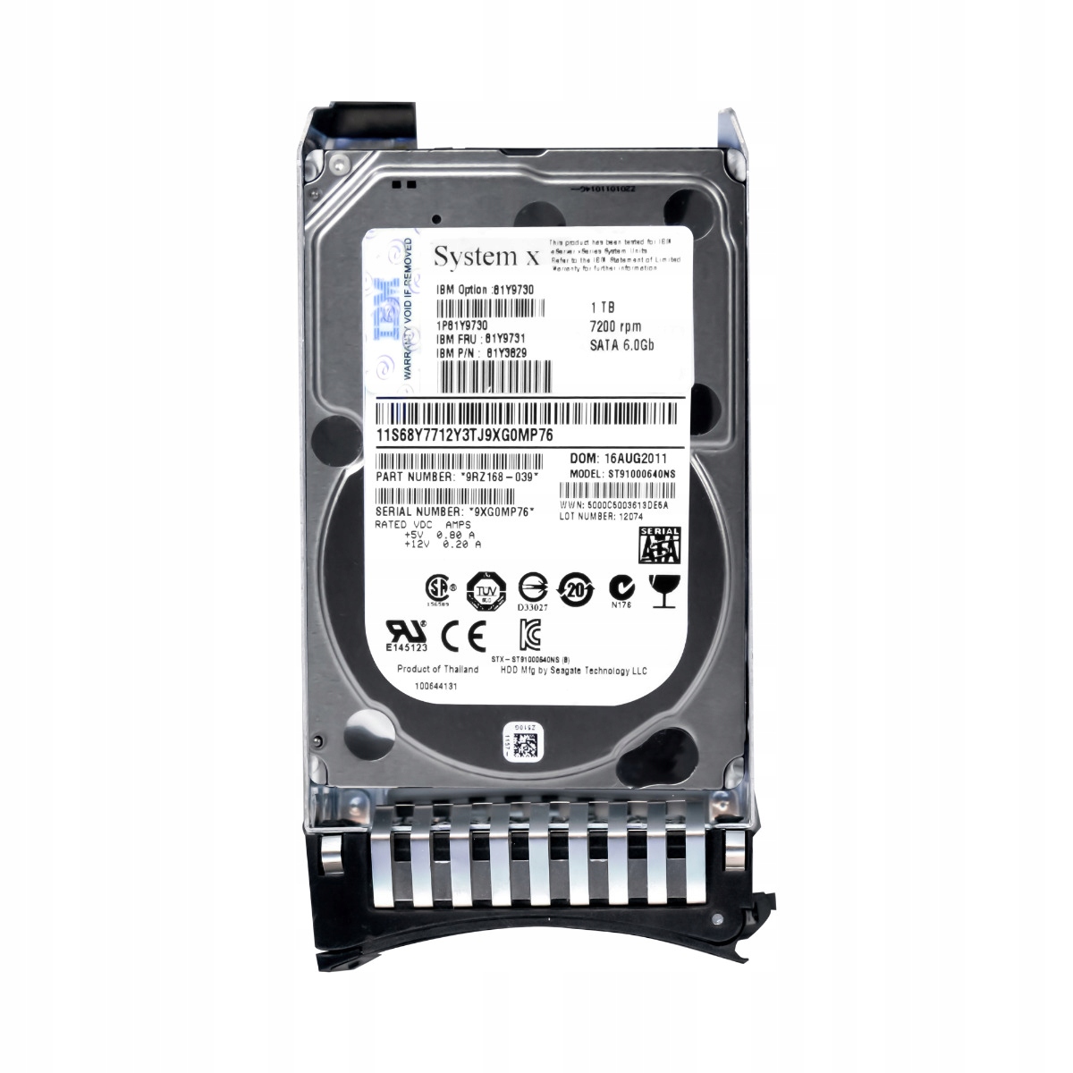 Ibm 81Y9731 81Y3829 1TB 7.2K 64MB Sata III 2.5'' ST91000640NS