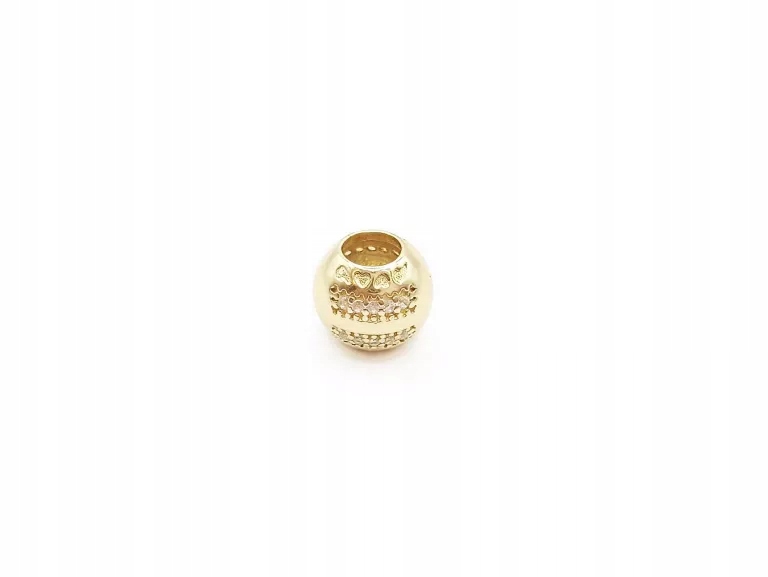 ZŁOTA ZAWIESZKA CHARMS KULKA CYRKONIE P585 1.86G