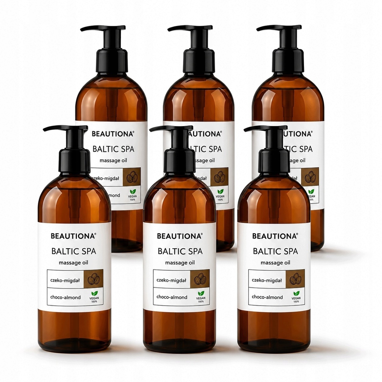 Sada 6 × Masážní olej Baltic Spa Čokoláda Mandle 500 ml Beautiona