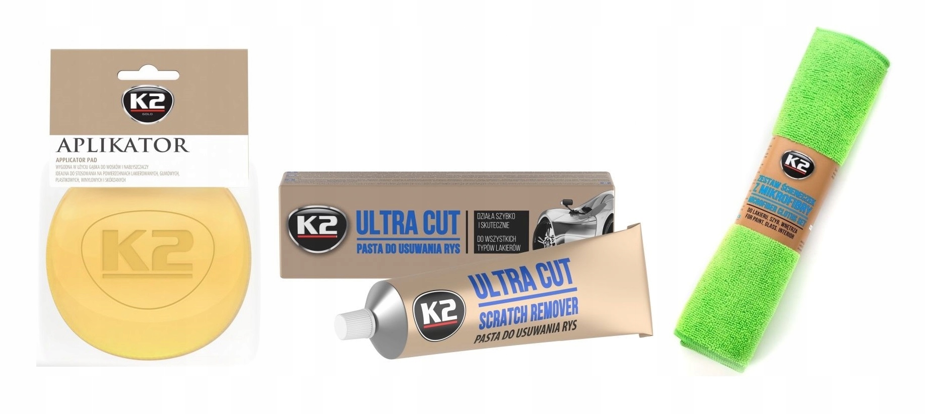 

K2 Zestaw Do Usuwania Rys Mikrofibra Pad Pasta