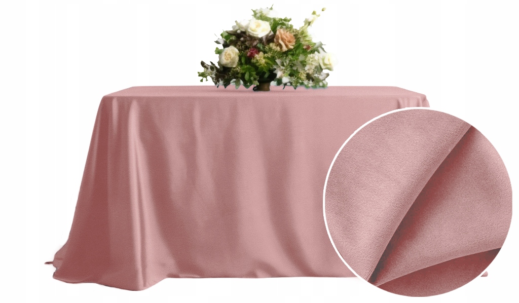 Obrus Matowy Welur pudrowy różowy na stół 230x230cm