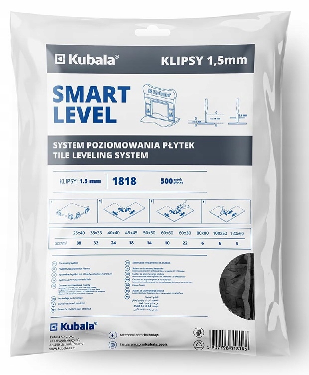 Kubala 1818 Vyrovnávací Systém Klipsy 1.5 mm 500ks