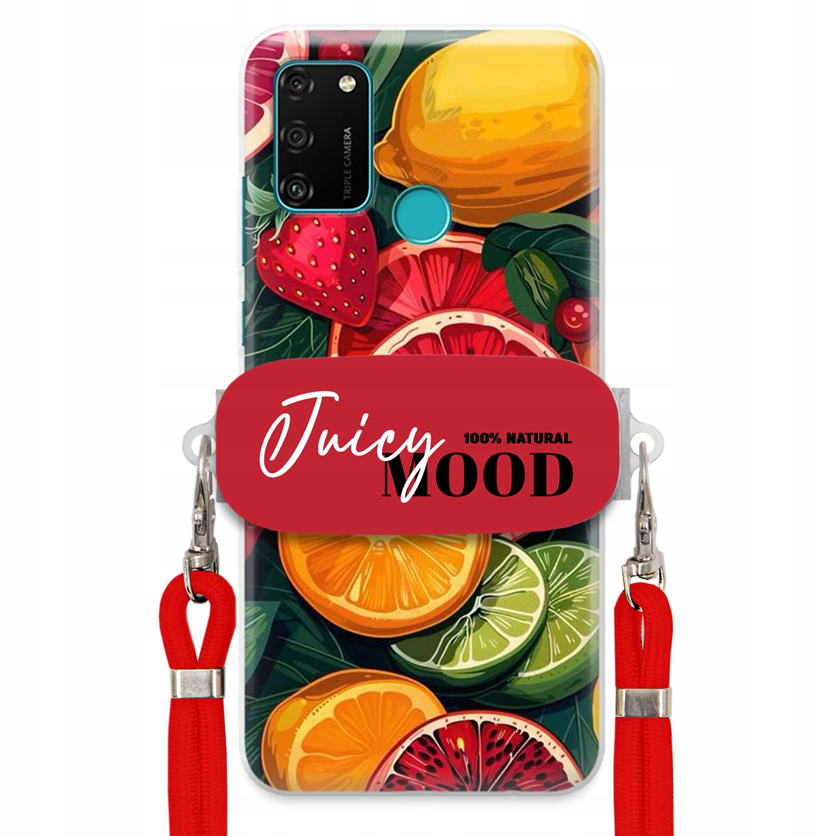 Puzdro pre Huawei Honor Play 9A Červené vodítko držiak Fruit Ovocie Juice Mood