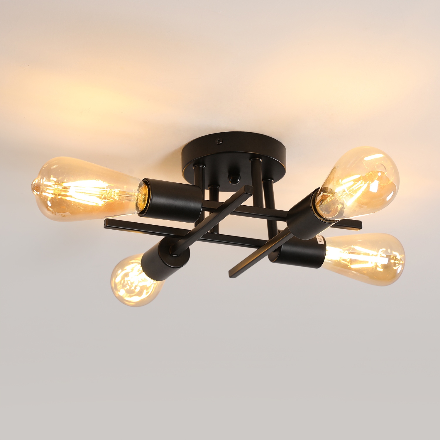 Lampa Wiszaca Czarna Zyrandol E27 Lampa Sufitowa Retro Do Salonu