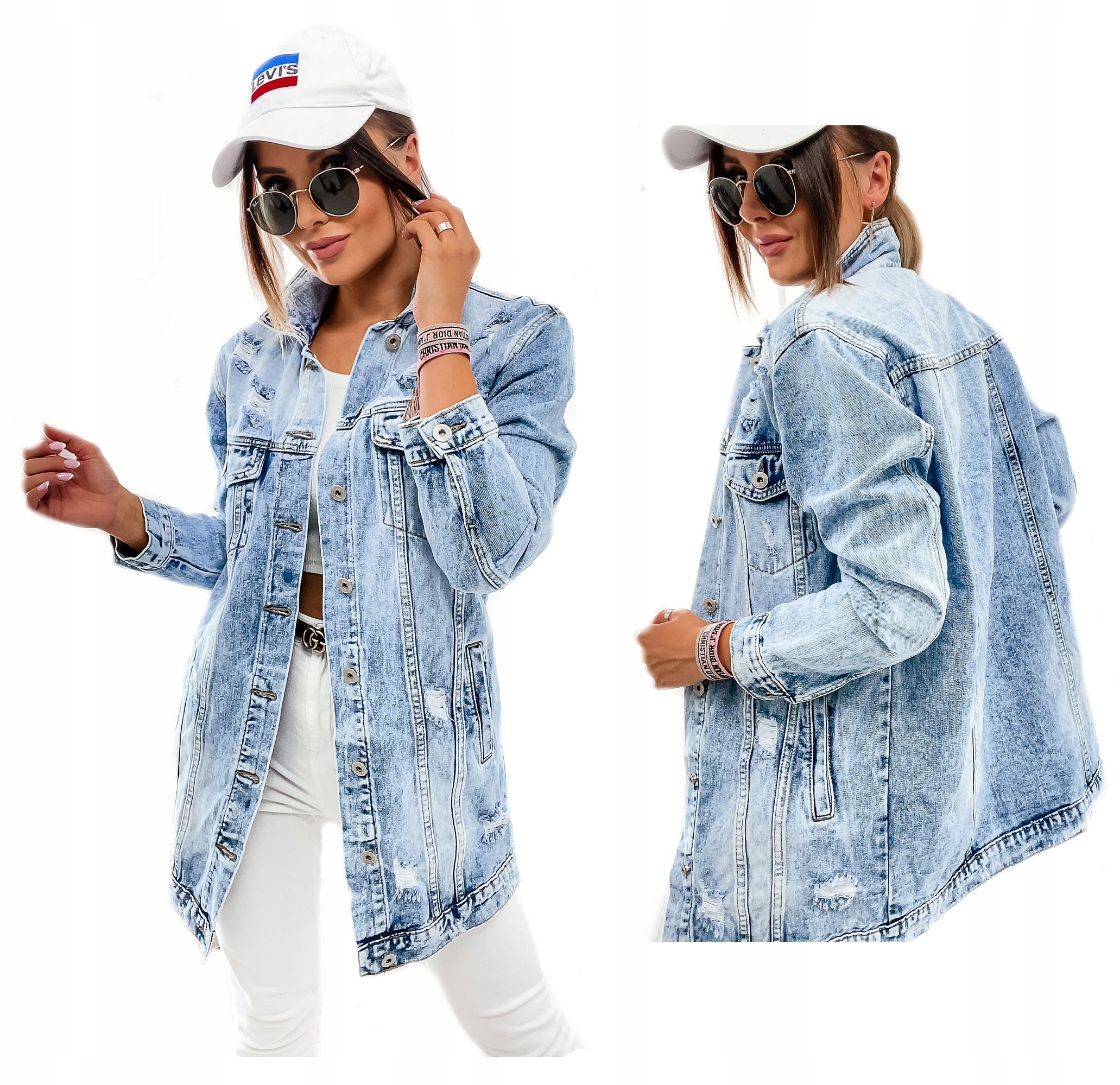 

Wiosenna jeansowa kurtka damska Long 036 r L