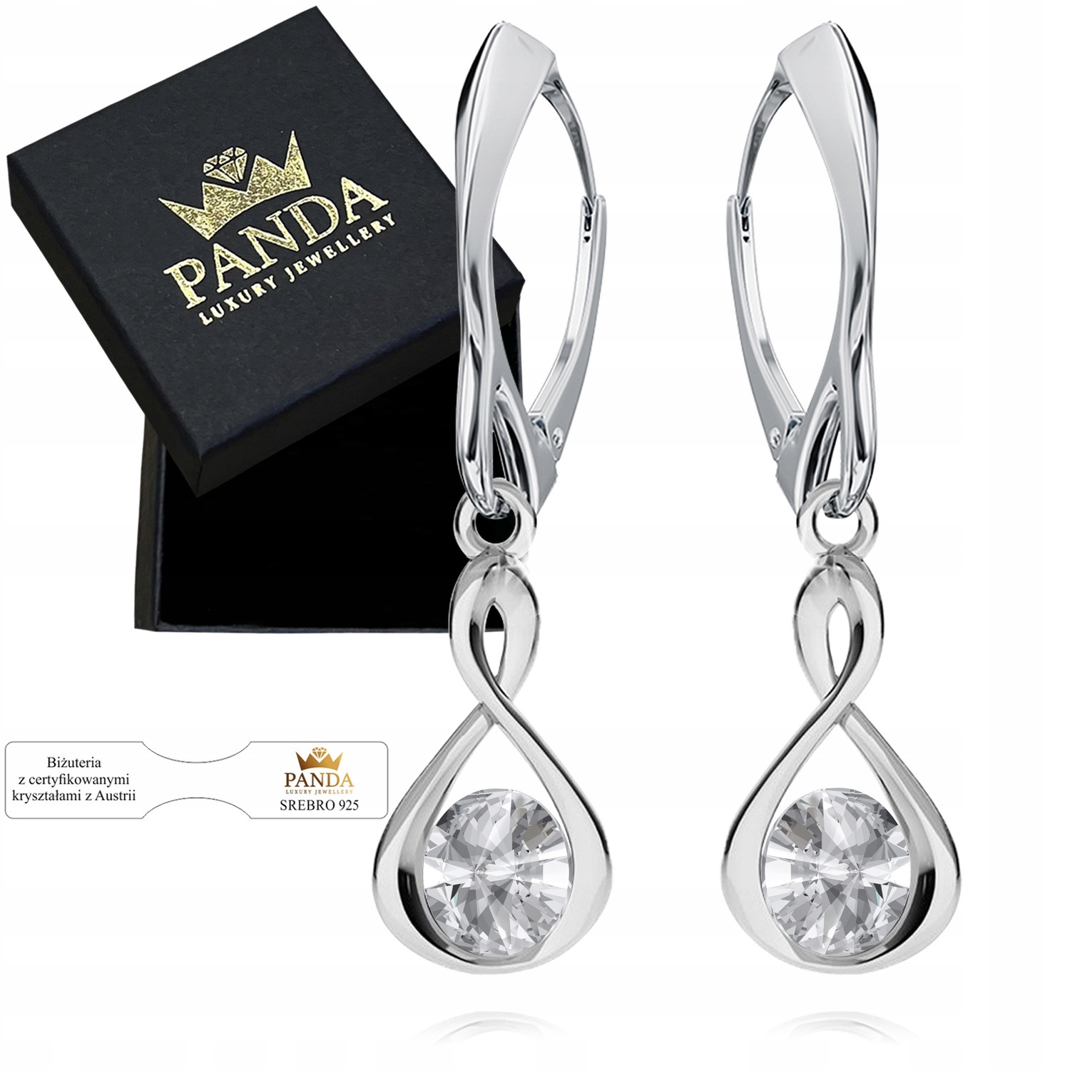 Stříbrné Náušnice Infinity Znamení nekonečna 925 Svatební Dárek pro manželku