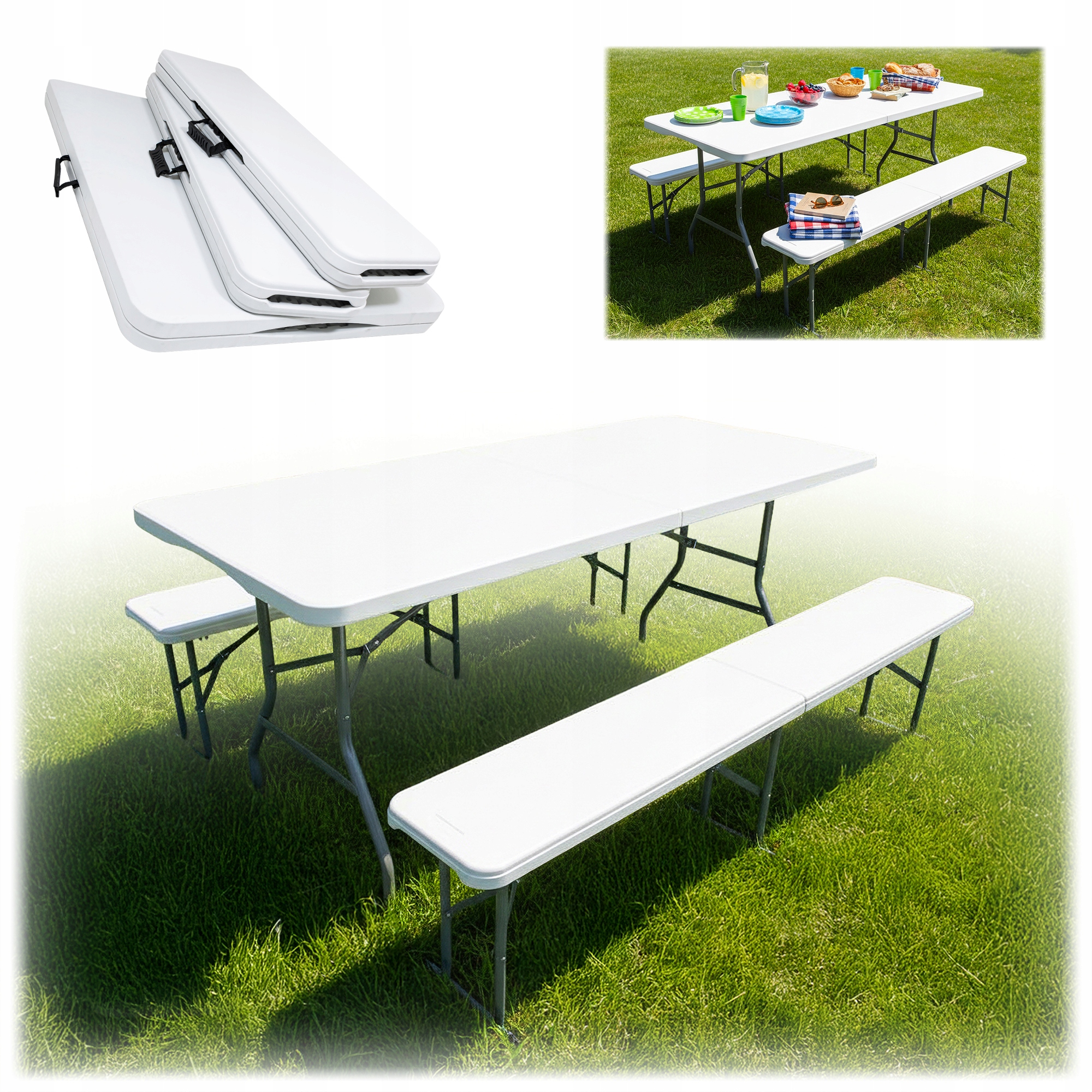 Skládací Stůl na párty, Cateringový Rozkládací Kufr 180 cm