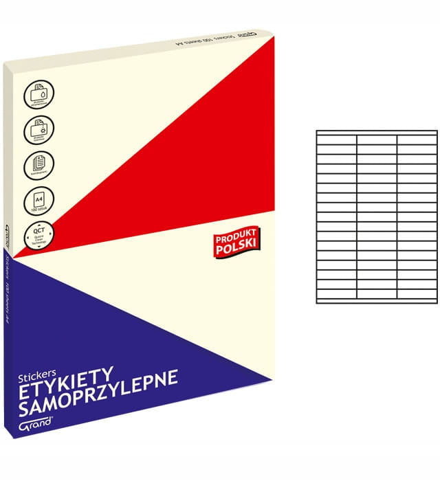 

Etykiety Samoprzylepne A4/100 Grand 70x16,9 mm