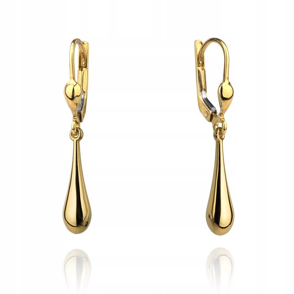 Zlaté Náušnice 585 Závěsné dlouhé kapky bez kamenů 1.92 g jako dárek