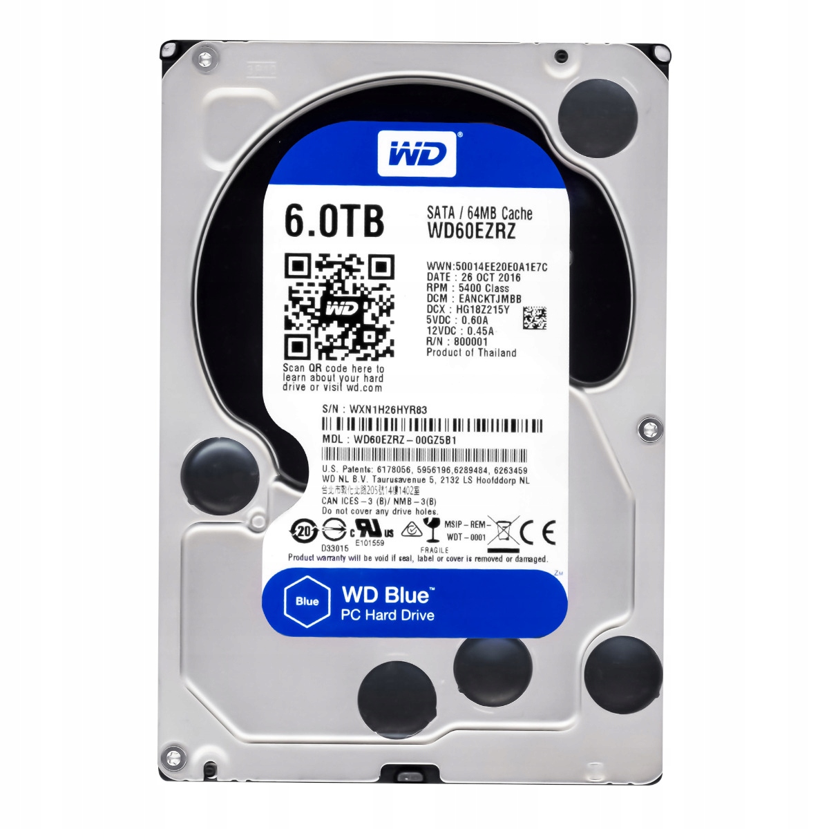 Wd Blue 6TB 5.4K 64MB Sata III 3.5'' WD60EZRZ