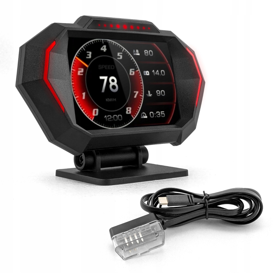 Počítač Palubní Hud LCD displej Obdii Usb-c Gps Vymazání chyb