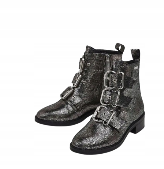 Pepe Jeans Dámské Kotníkové Boty Stříbrné S Zapínáním 36 Awf