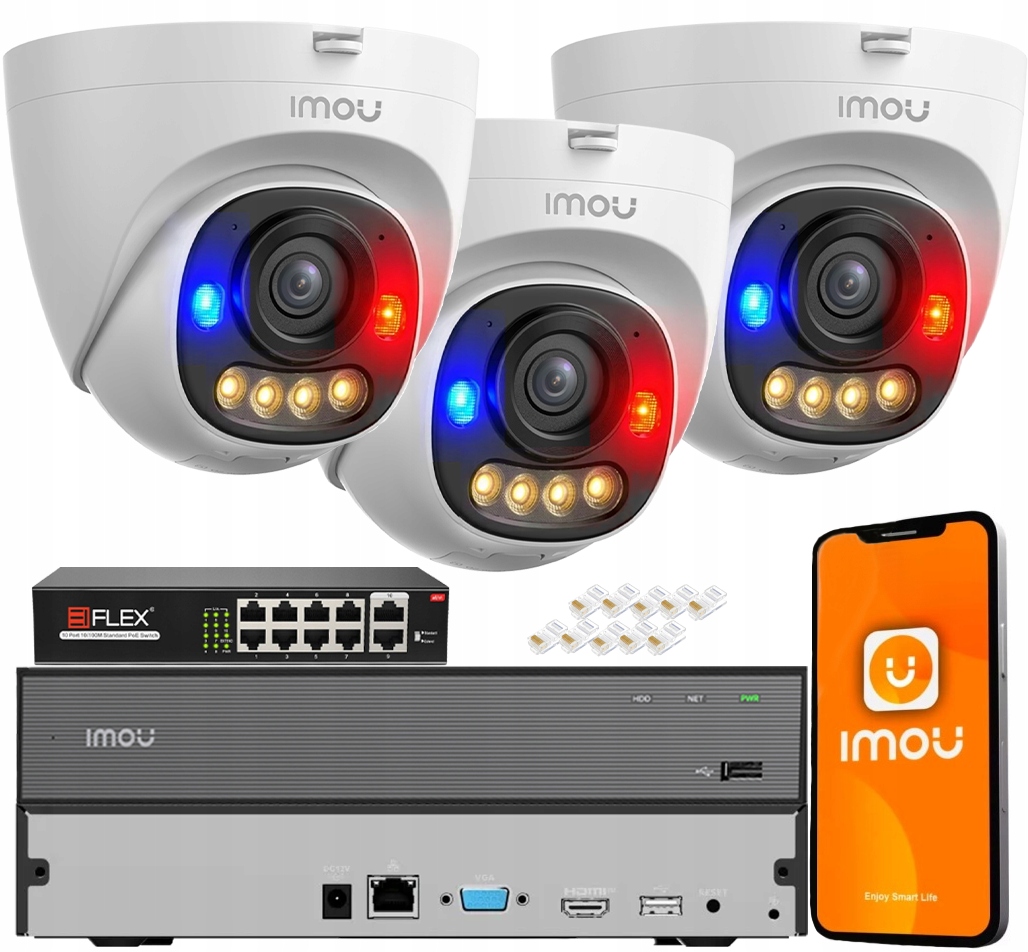 Sada monitorovacích kamer 3MPx 3x Ip IPC-PS8D-3V0 Imou Audio Led