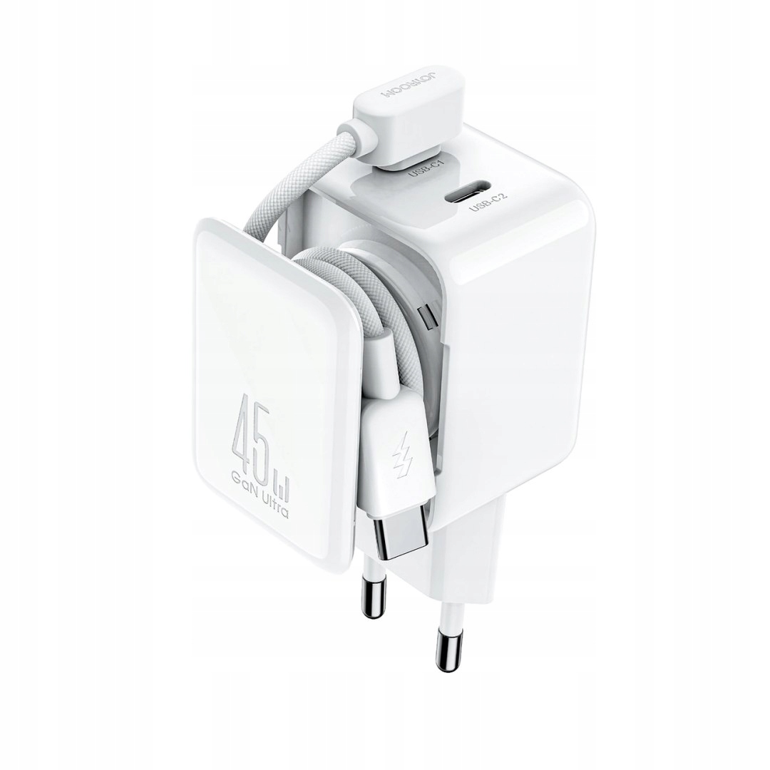 Ładowarka sieciowa Joyroom JR-TCL05 45W GaN z organizerem na kabel biała