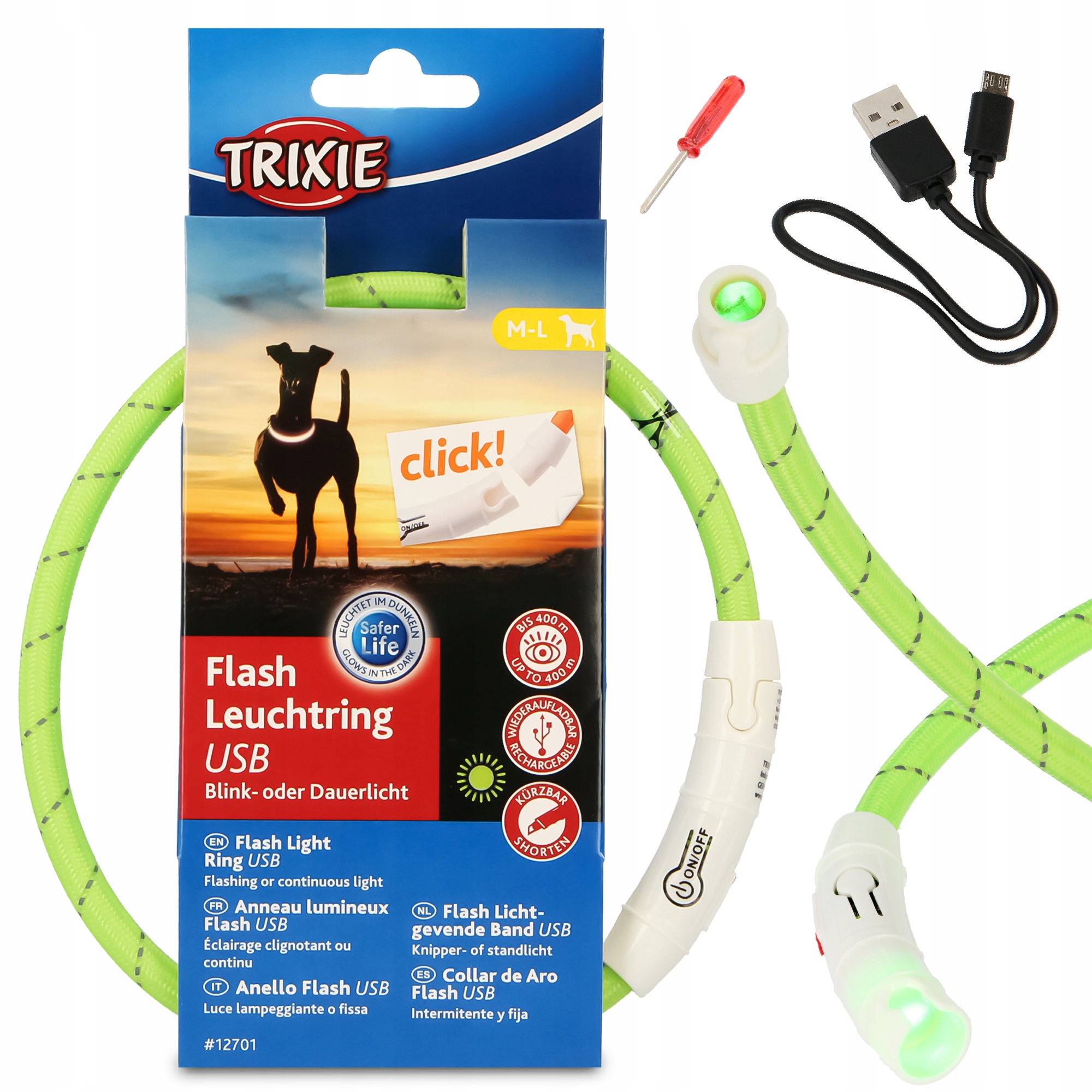 

Świecąca Obroża Led Odblask Regulacja Usb Psa M/L