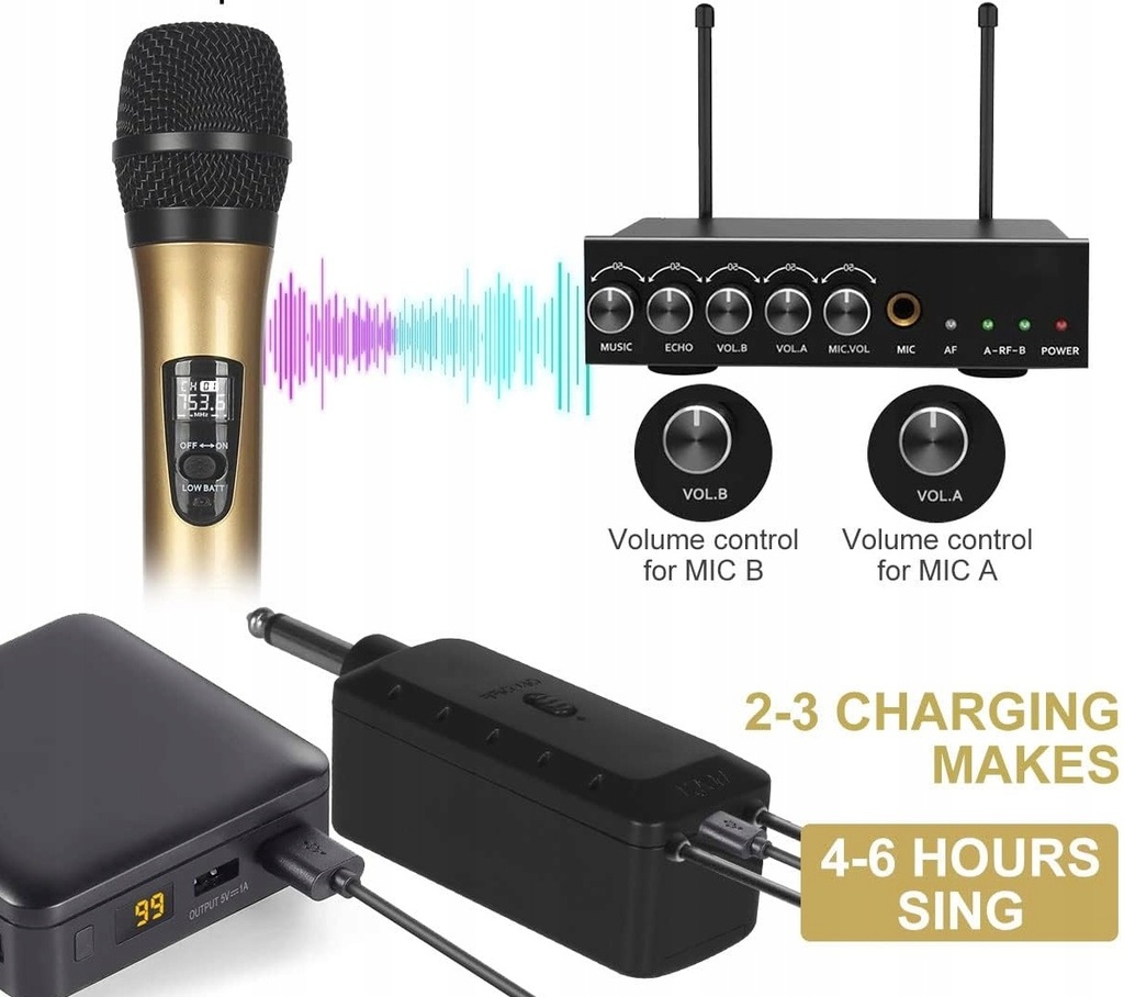 ZESTAW DWÓCH MIKROFONÓW BEZPRZEWODOWYCH Z ODBIORNIKIEM ALPOWL WXM-001 60M EAN (GTIN) 0767504314452