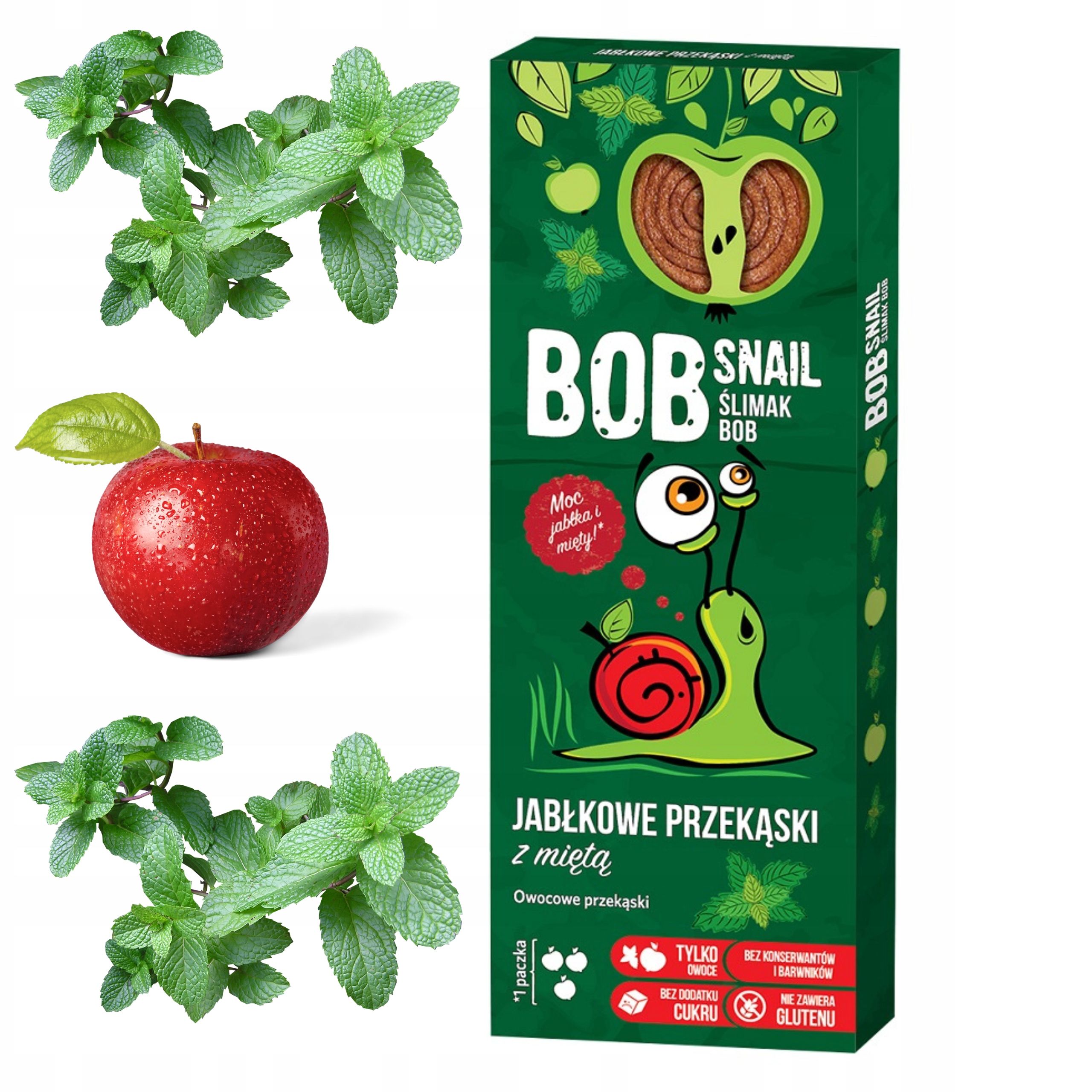 BOB SNAIL 24x zestaw 30g. ślimak Jabłko Mięta przekąska bezglutenowa Kod producenta 4820162520262
