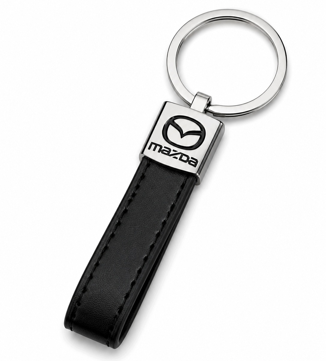 Brelok do Kluczy Mazda Skórzany Chromowany Metal Chrom 9,5x1,8 cm