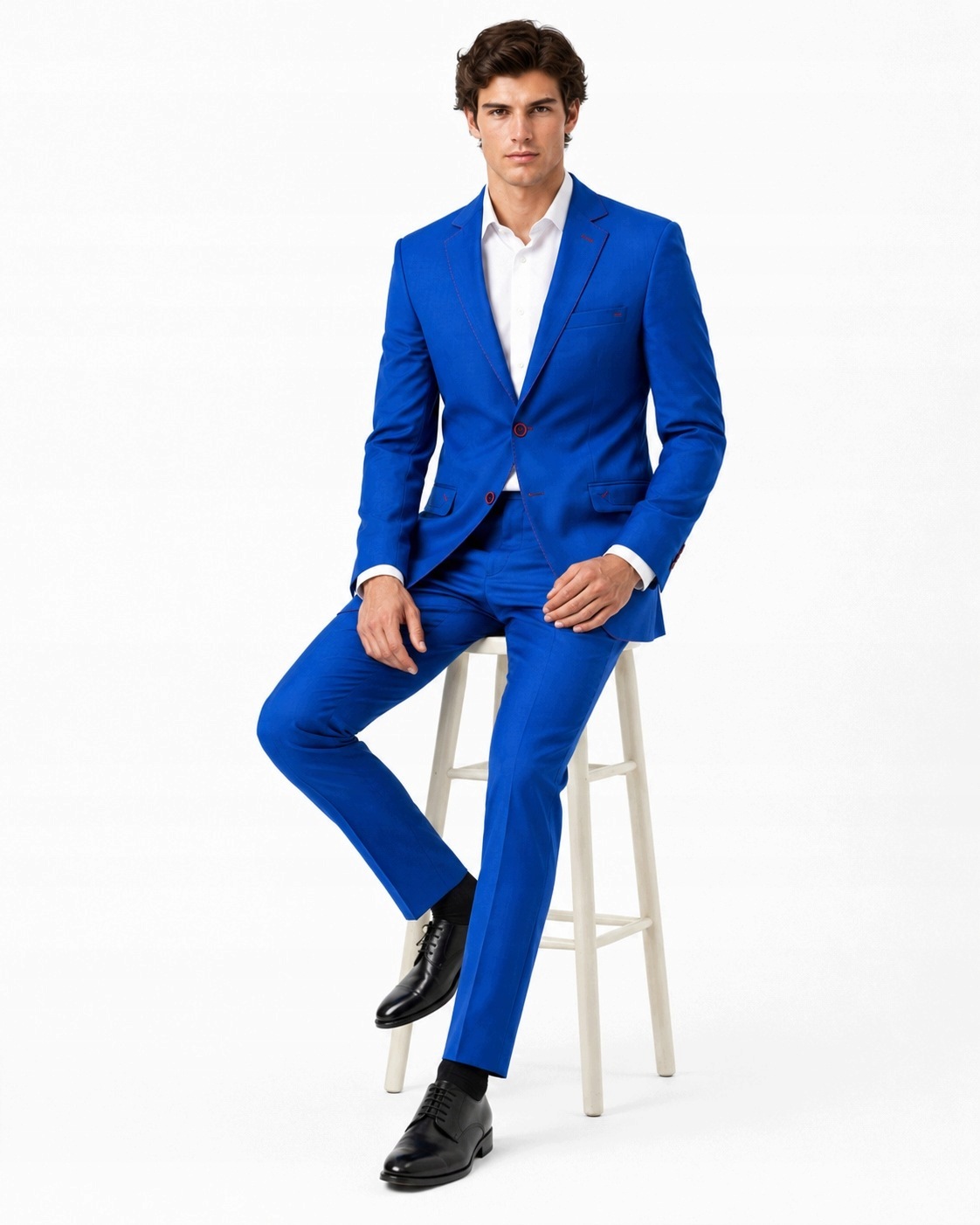 Pánský Modrý Oblek S Modrou Linií Slim Fit 50/182