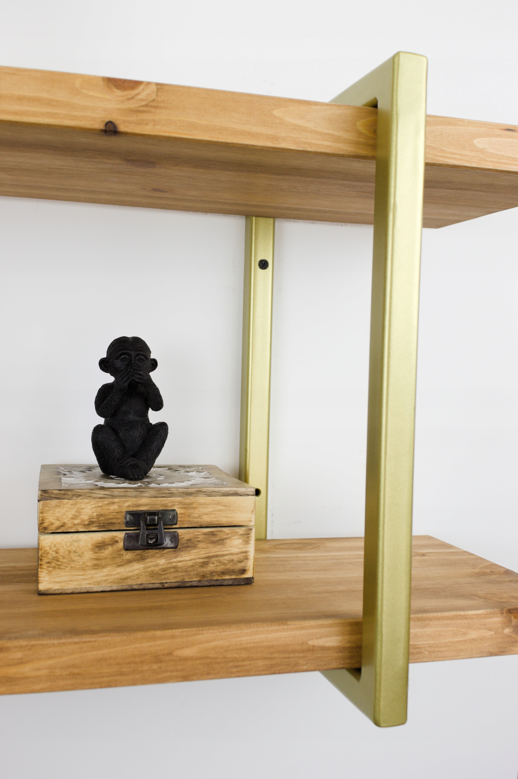 Držák pro dvojitou závěsnou poličku Glamour 34 cm x 24 cm Zlatý kovový